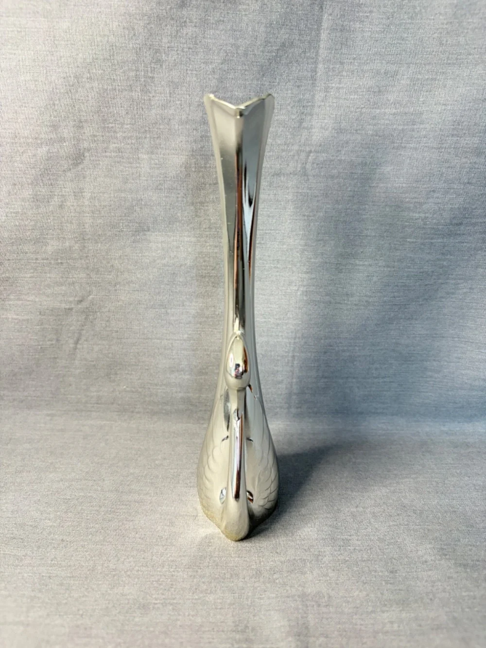 Vintage Silver Plated Swan Bud Vase Art Deco MCM 7